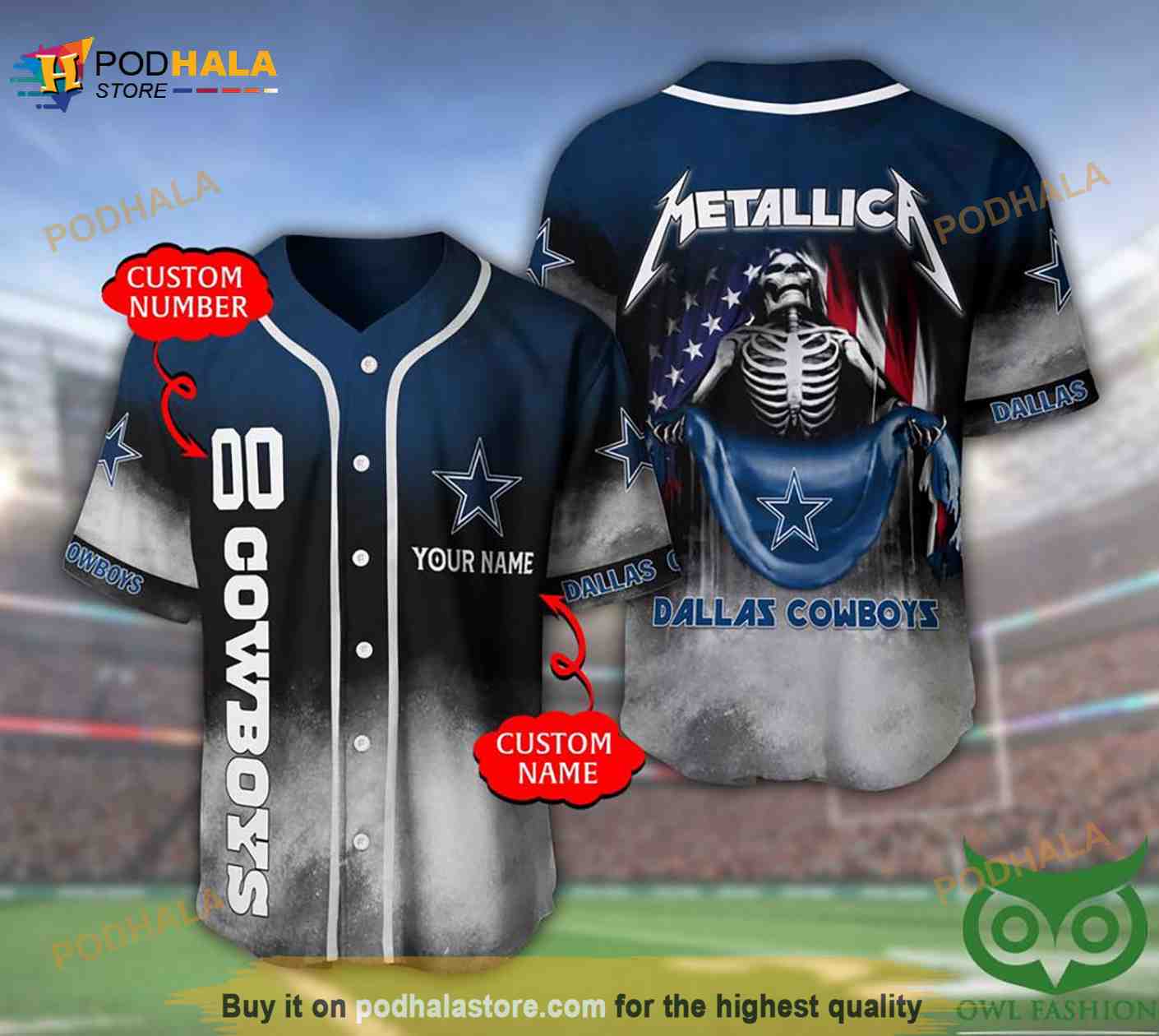 Dallas Cowboys 3D Personalized Gift, Custom Name Number Metallica 3D  Baseball Jersey - Bring Your Ideas, Thoughts And Imaginations Into Reality  Today