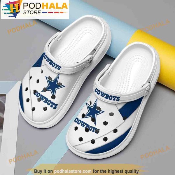 Dallas Cowboys White 3D Crocs Slippers