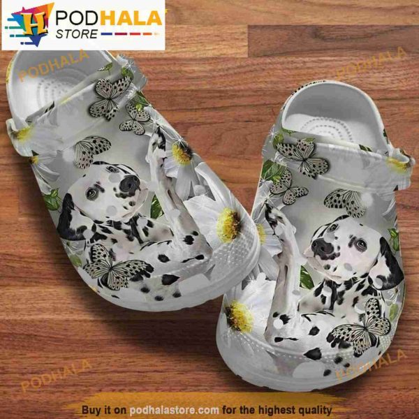 Dalmatian Puppy Butterflies Daisy Flowers Summer Dog 3D Crocs