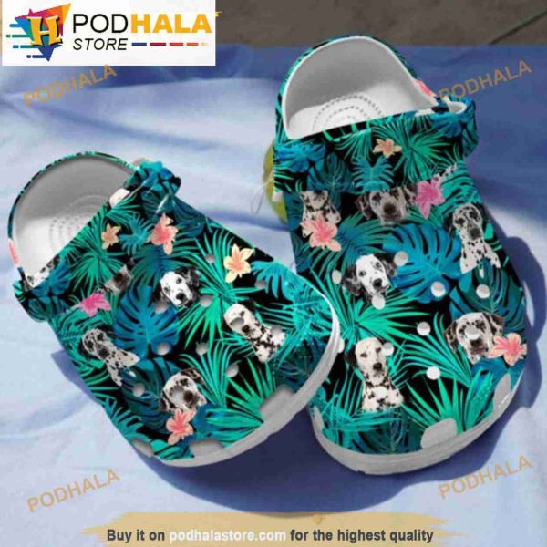 Dalmatian Tropical Plants Dog 3D Crocs, Funny Crocs