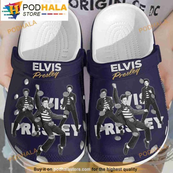 Dance King Of Rock And Roll Elvis Presley Purple 3D Crocs, Funny Crocs
