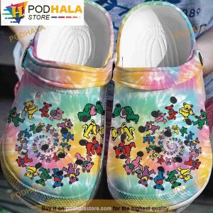 Dancing Bears Tie Dye 3D Crocs Clog Shoes, Funny Crocs