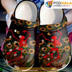 Dancing Skull Flowers 3D Crocs, Funny Crocs