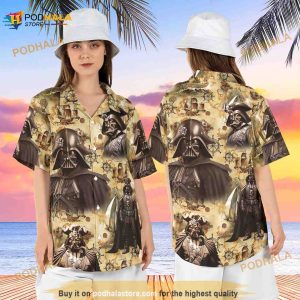 Darth Vader Pirate Of Caribbean Funny Hawaiian Shirt, Darth Vader Treasure Map Hawaii Shirt