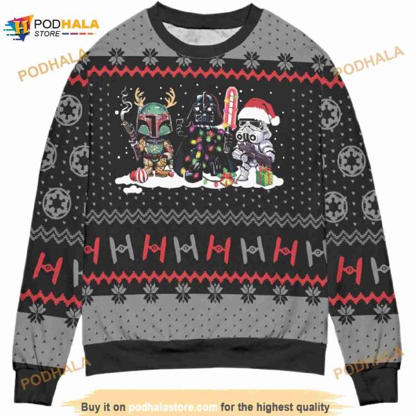 Darth Vader Stormtrooper Boba Fett Ugly Knitted Christmas 3D Sweater