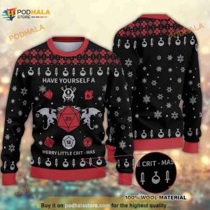D&d Dragon Woolen Sweater, Have Yourself A Merry Little Crit-mas Christmas