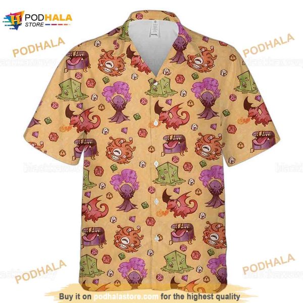 D&d Monsters Funny Hawaiian Shirt, Dnd Shirt, Dnd Funny Hawaiian Shirt, Dungeons And Dragons