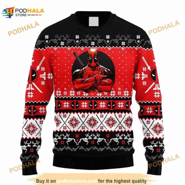 Deadpool Christmas Ugly Sweater Over Print