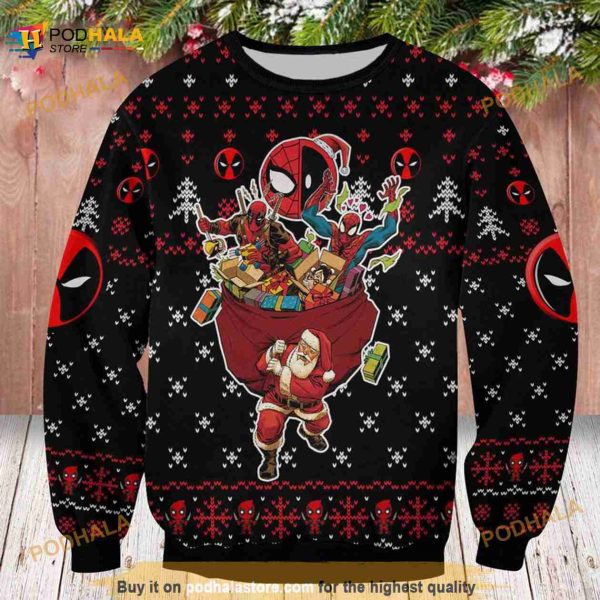 Deadpool Spider Man Ugly Christmas 3D Sweater