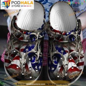 Deer Hunter America Flag 3D Crocs, Funny Crocs