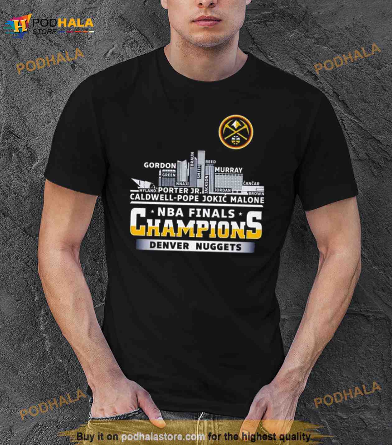 2023 Nba Champions Final Denver Nuggets Team Porter Jokic Navy Design  Hoodie T-shirt