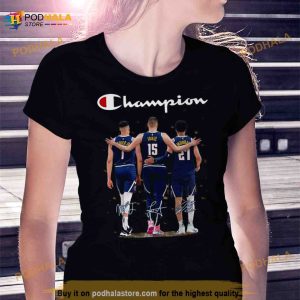 Denver Nuggets Porter Jr Jokic And Murray Champions 2023 Signatures Shirt 3