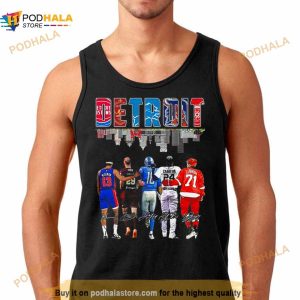 Detroit All Team Sports Skyline Players 2023 Signatures Shirt