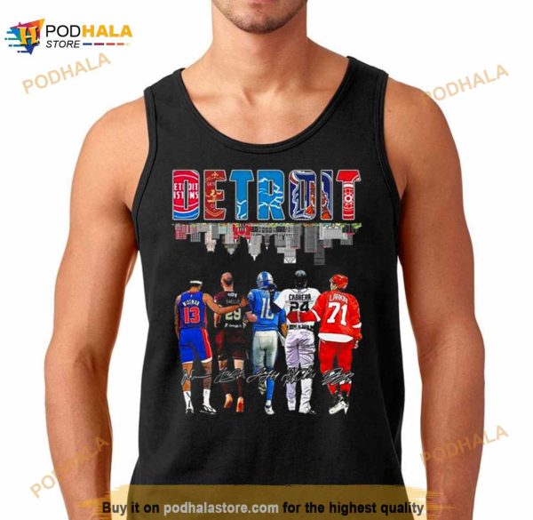 Detroit All Team Sports Skyline Players 2023 Signatures Shirt