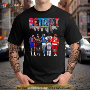 Detroit All Team Sports Skyline Players 2023 Signatures Shirt 2