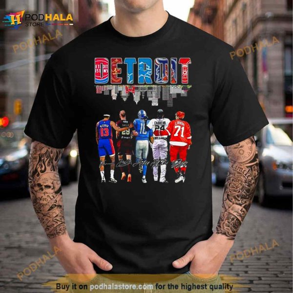 Detroit All Team Sports Skyline Players 2023 Signatures Shirt