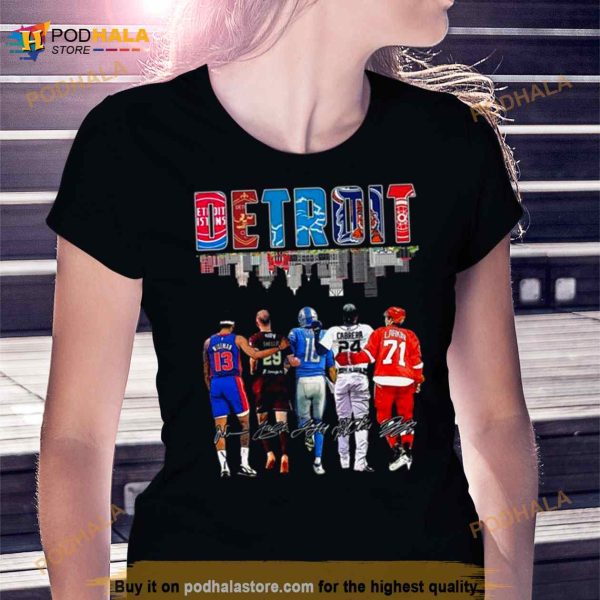 Detroit All Team Sports Skyline Players 2023 Signatures Shirt