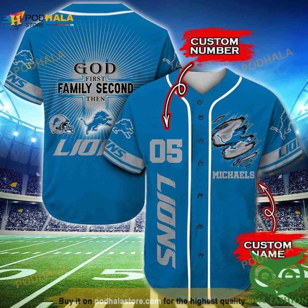 Detroit Lions 3D Baseball Jersey Personalized Gift, Custom Name Number