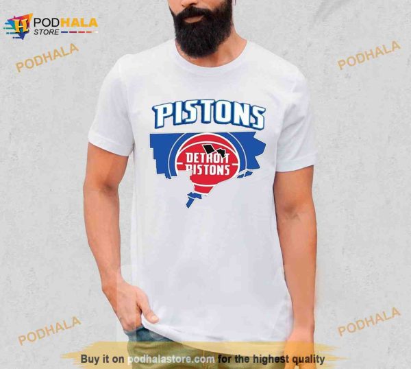 Detroit Pistons Basketball Map Logo 2023 Shirt