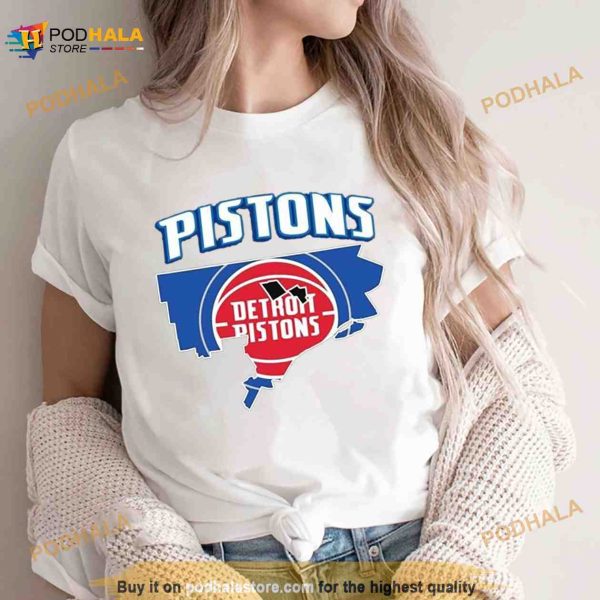 Detroit Pistons Basketball Map Logo 2023 Shirt