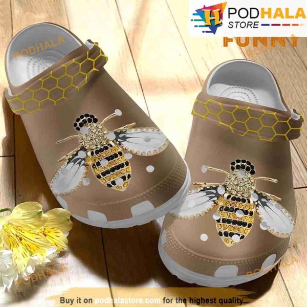 Diamond Bee 3D Crocs, Funny Crocs