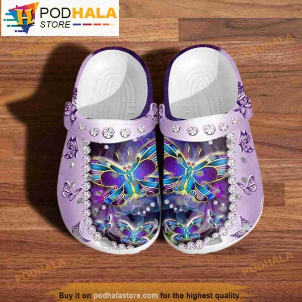 Diamond Butterfly 3D Crocs, Funny Crocs