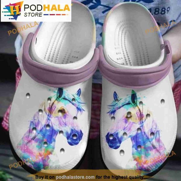 Diamond Painting Horse 3D Crocs, Funny Crocs