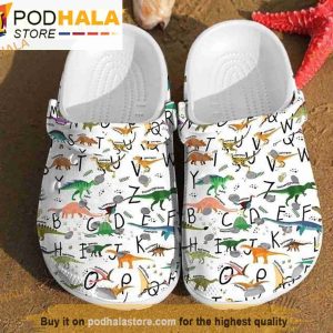 Dinosaur Alphabet Pattern Jurassic Park 3D Crocs, Funny Crocs