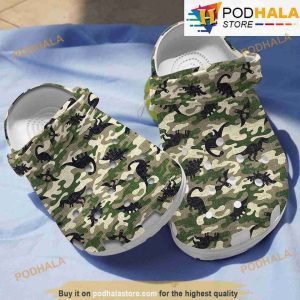 Dinosaur Army Pattern 3D Crocs, Funny Crocs