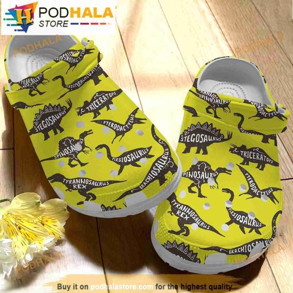 Dinosaurs Yellow Jurassic Park 3D Crocs, Funny Crocs