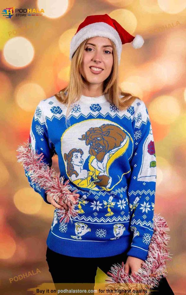 Disney Beauty And The Beast Ugly Sweater, Disney Belle Princess And The Beast Christmas Gift