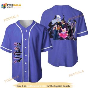 Disney Evil Villains All Over Print 3D Baseball Jersey - Lavender Purple