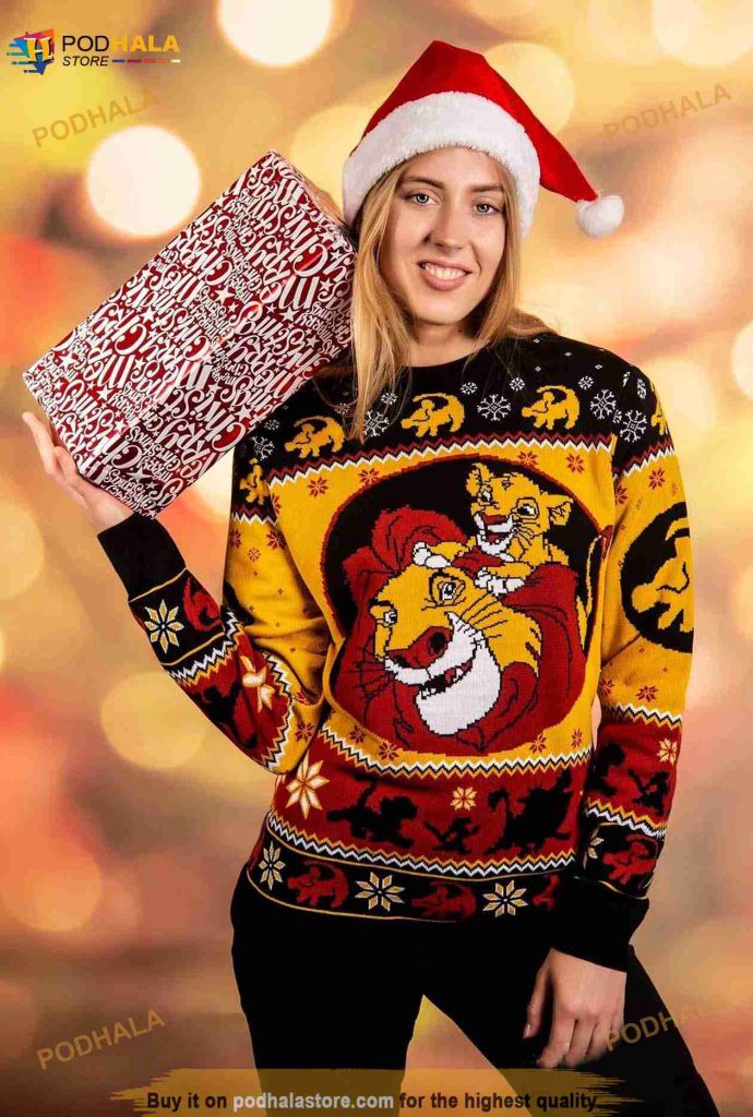 Disney Lion King Ugly Sweater Disney Simba Lion King Christmas 3D Sweater