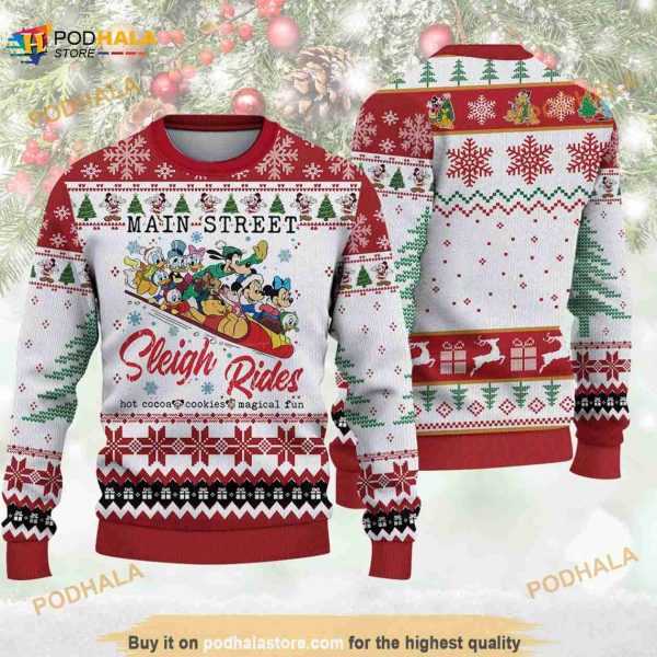 Disney Mickey And Friends Sleigh Rides Christmas Ugly Sweater
