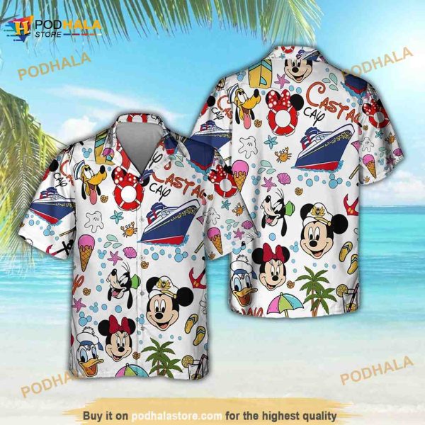 Disney Mickey Hawaiian Shirt, Castaway Vacation Cruise Mickey Pattern Magic Kingdom Summer