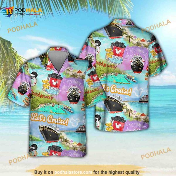 Disney Mickey Hawaiian Shirt, Castaway Vacation Let Cruise Mickey Pattern Tropical Summer