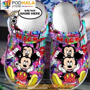 Disney Mickey Minnie Color Custom Name 3D Crocs, Funny Crocs