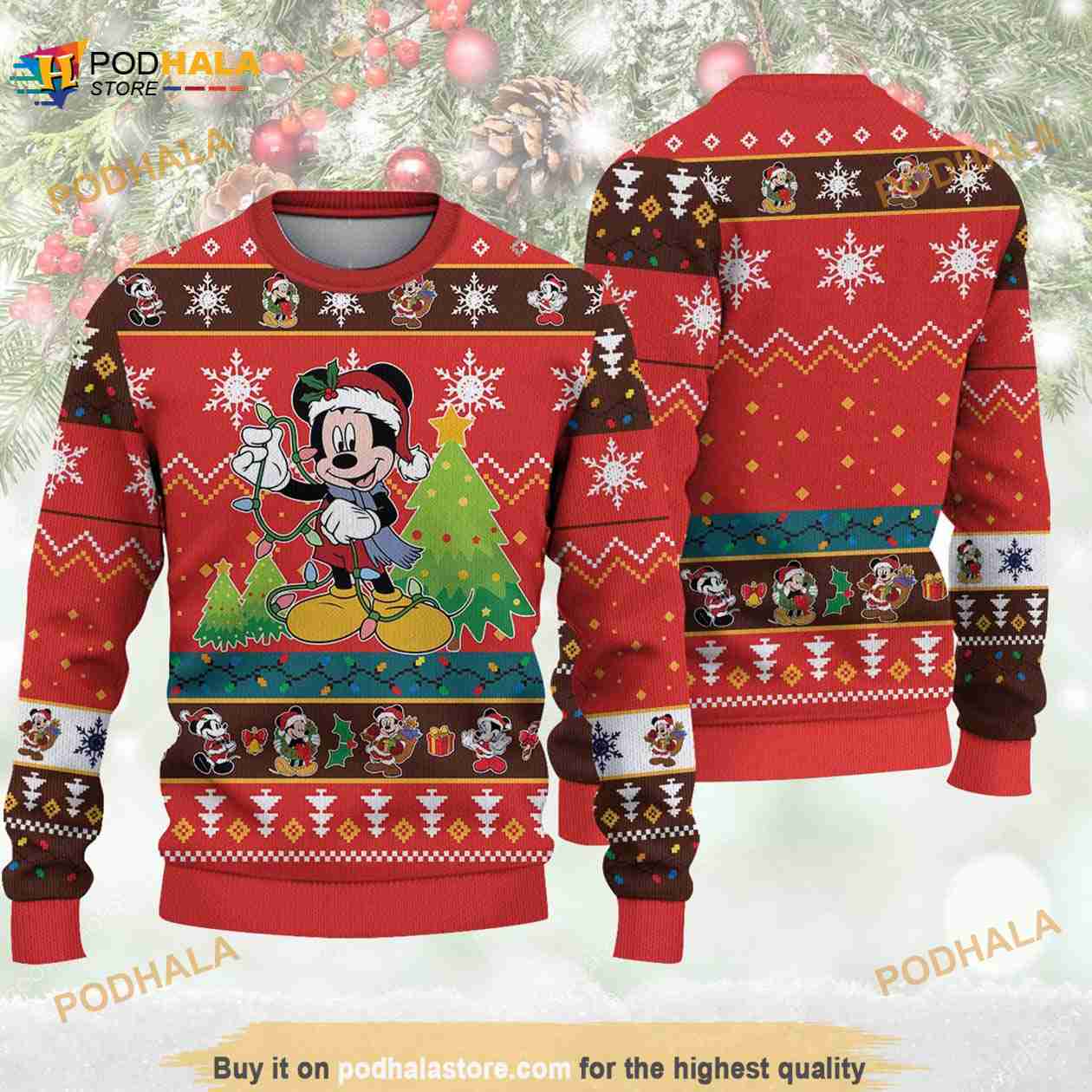 Mickey Mouse Playing Philadelphia Eagles Disney Ugly Christmas Sweater