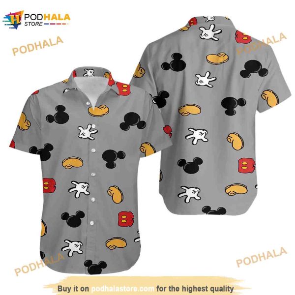 Disney Mickey Mouse Floral Aloha Hawaiian Shirt, Summer Button Up, Disney Crew Shirt