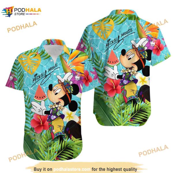 Disney Mickey Mouse Hawaiian Shirt, Disney World Gift, Mickey Mouse Signature Shirt