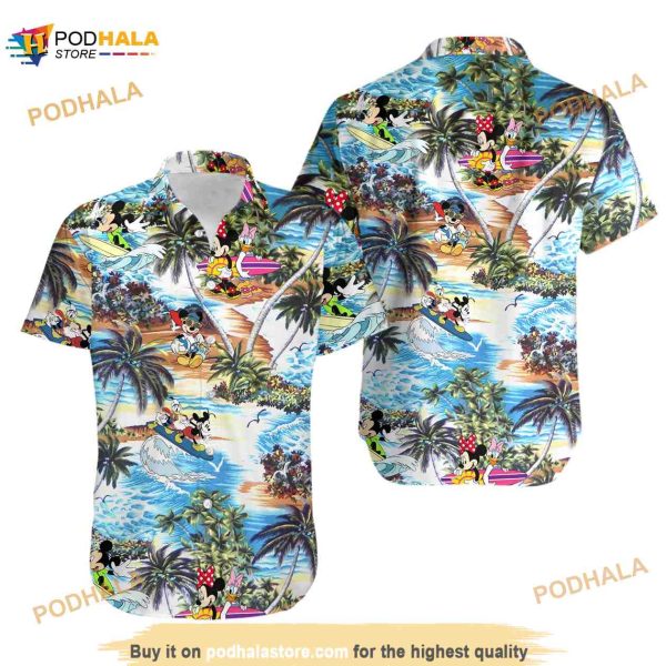Disney Mickey Mouse Surfing Tropical Hawaiian Shirt