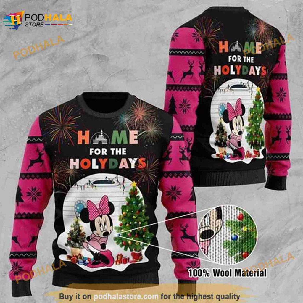 Disney Minnie Home For Holiday Christmas 3D Sweater