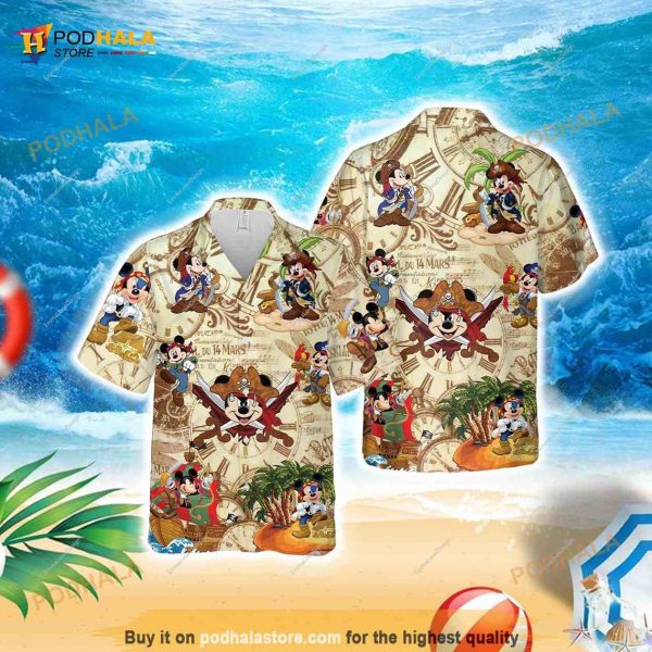 Disney Pirate Funny Hawaiian Shirt, Mickey Pirate Funny Hawaiian Shirt,