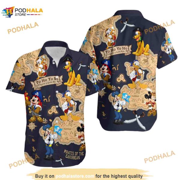 Disney Pirates Of Caribbean Hawaiian Shirt Mickey And Friends A Pirate’s Life Summer Hawaiian