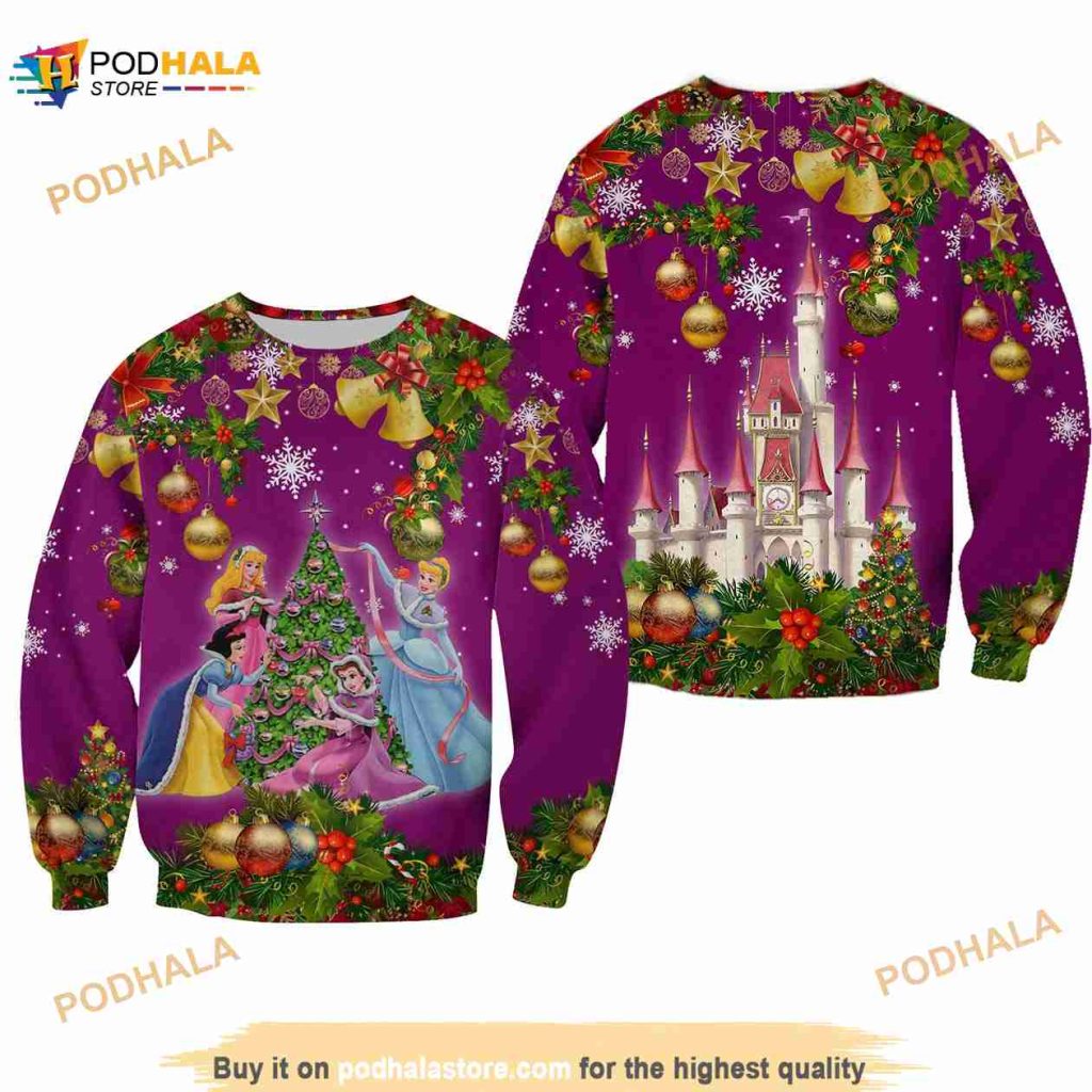 Disney Princesses Purple Rainbow Castle Disney 3D Sweater