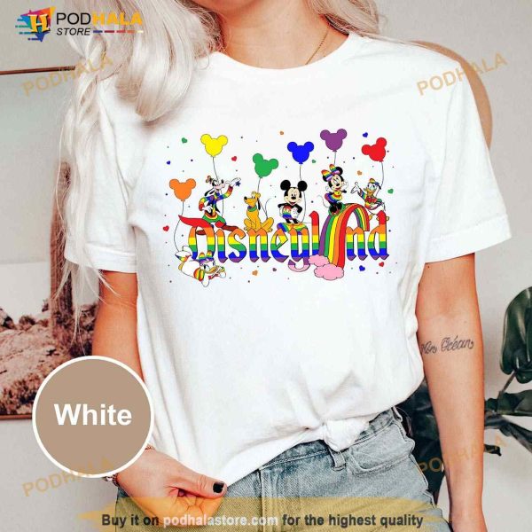 Disneyland Rainbow Shirt, Mickey And Friends Colorful LGBT Support Shirt