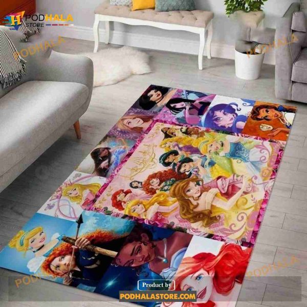 Disneys Princesses Ver 2 Living Room Area Rug Carpet Bedroom Rug Home Decor