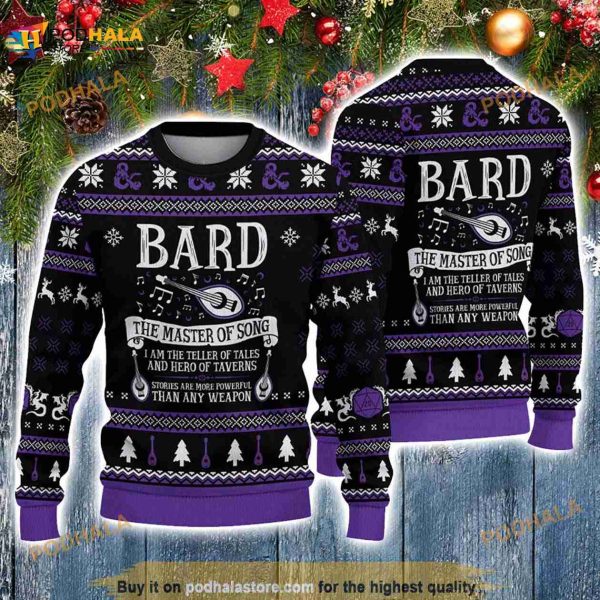 Dnd Classes Collection Christmas Knitted Ugly 3D Sweater