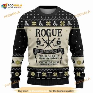 Dnd Rogue The Shrouded Blade Christmas 3D Ugly Sweater