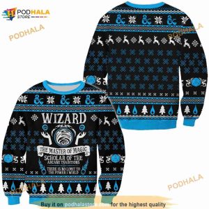Dnd Wizard The Master Of Magic Christmas 3D Ugly Sweater